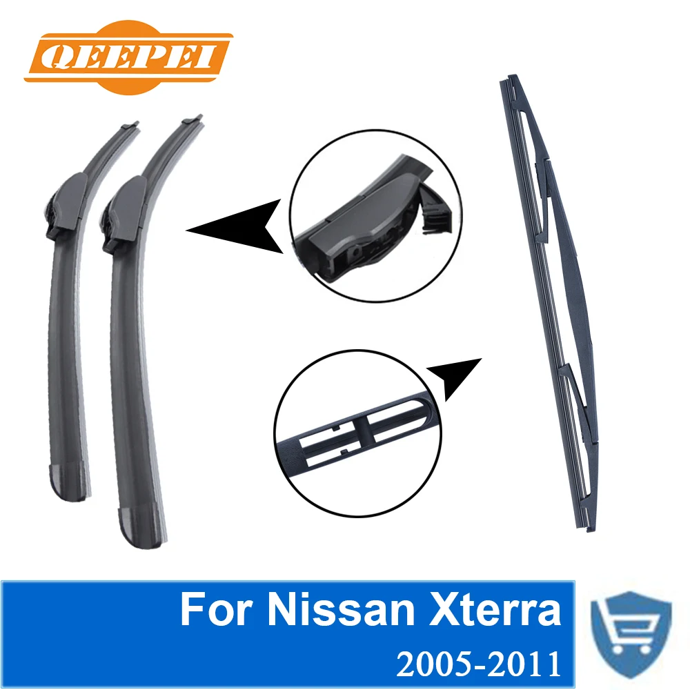 QEEPEI Front and Rear Wiper Blade no Arm For Nissan Xterra 2005 2011