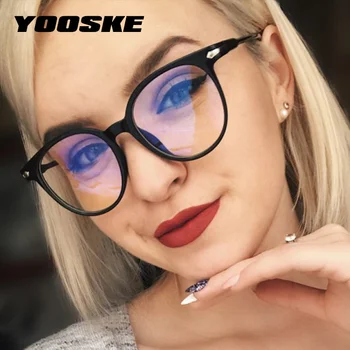 YOOSKE 2019 femmes lunettes cadre hommes Anti lumière bleue lunettes cadre Vintage rond clair lentille lunettes optique lunettes cadre