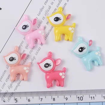 

50pcs/lot 24X30mm Kawaii Resin Cartoon Deer Cabochon For Mobile Phone Case Supply Kids Headwear DIY Accessary