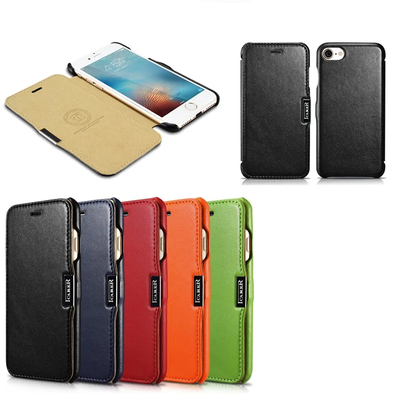 ICARER Тонкий чехол для телефона iPhone7 8 роскошный боковой Открытый из натуральной