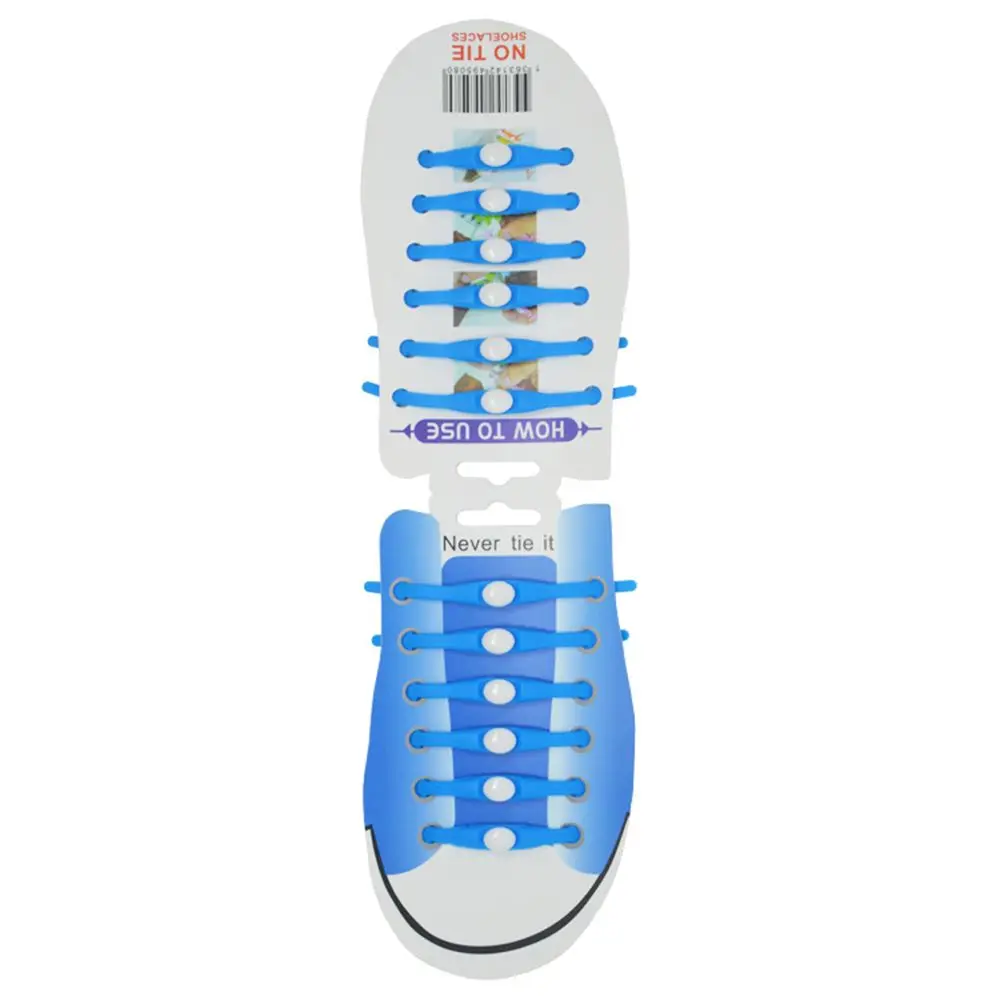 12 шт. эластичные силиконовые шнурки для обуви, спортивные шнурки для бега, шнурки для обуви для детей и взрослых, шнурки для кроссовок - Цвет: Синий