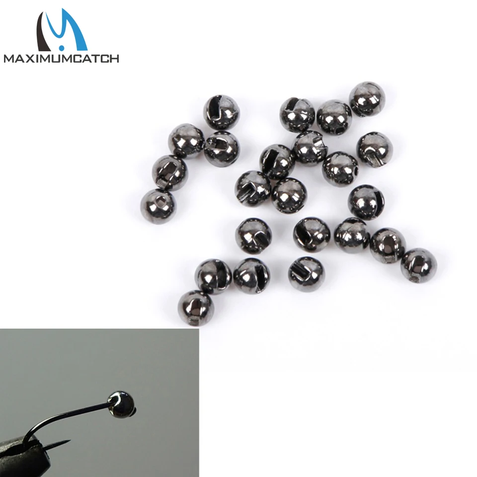Maximumcatch 25PC Slotted Tungsten Beads Fly Tying Beads 2.4MM/2.8MM/3
