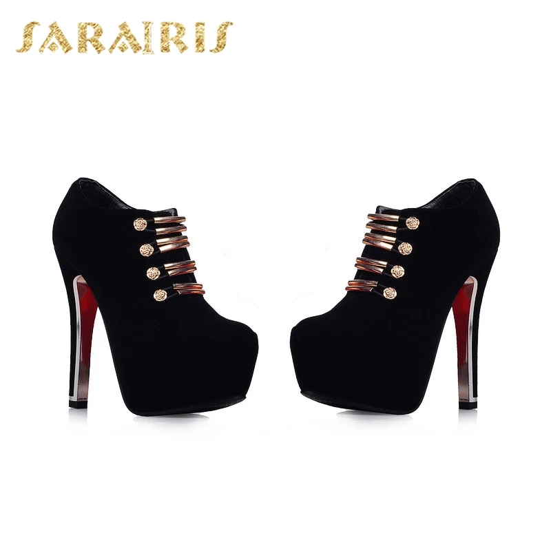 SARAIRIS/Модная женская обувь; коллекция года; женские ботинки на платформе; женские ботильоны на высоком каблуке без застежки; большие размеры 33-43