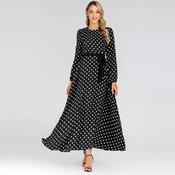 

Polka Dot Abaya Turkey Dubai Muslim Long Dress Qatar UAE Islamic Clothing Abayas for Women Moroccan Kaftan Turkish Hijab Dresses