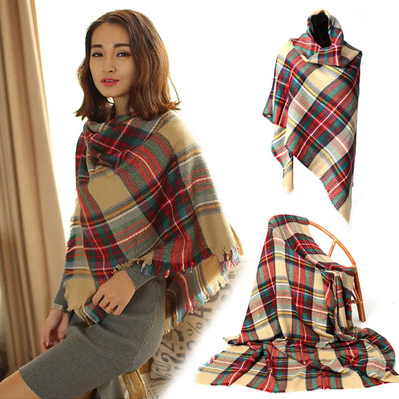 2015 Winter Warm Fashionable Women Long Blanket Oversized font b Tartan b font Scarf Wrap Shawl