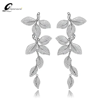 

Leaves Drop Earrings For Women Fashion Statement Bridal Earrings Pendientes De Piedras Brincos Wedding Party Jewelry