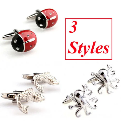_ Запонка в виде животных запонка рыбы Devilfish Beatles бесплатная доставка|cuff links|designer
