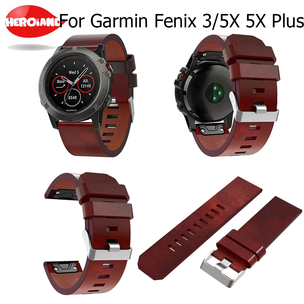 

Leather Watch band For Garmin Fenix 5X 5X Plus for Fenix 3 3 HR Watch strap Easy fit Quick Release watchband Wristband Bracelet
