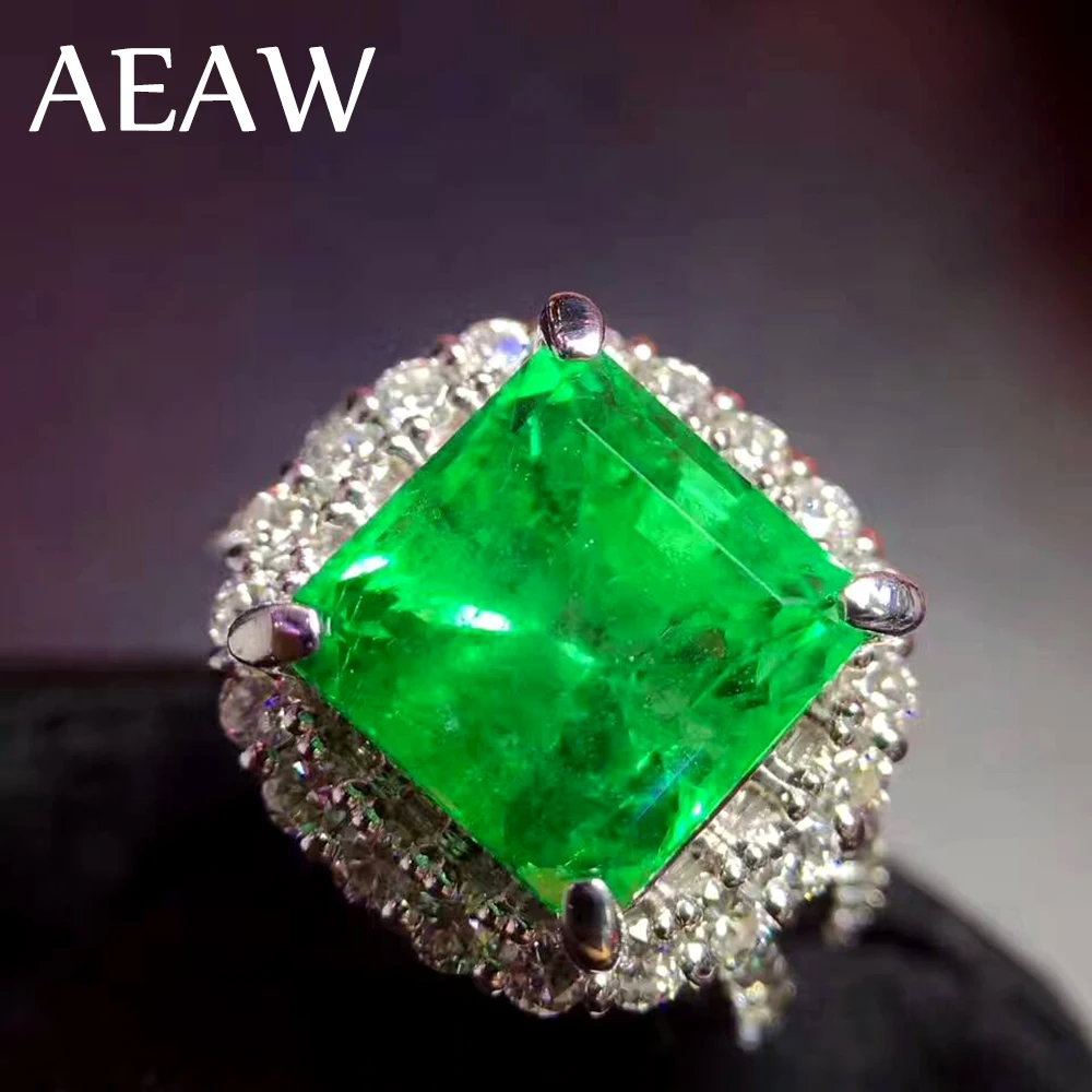 AEAW 4ct AAA лаборатория создана колумбийский изумруд подушки Emgagement кольцо Подлинная