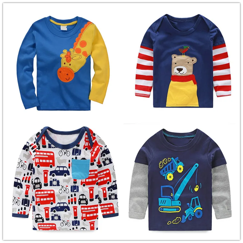 VIDMID Boys T-shirt Kids Tees Baby Boy brand tshirts Children blouses Long Sleeve 100% Cotton cars trucks stripes free shipping