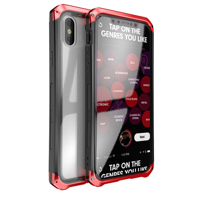 Роскошный Металлический стеклянный чехол для iphone XS MAX XR Алюминиевый