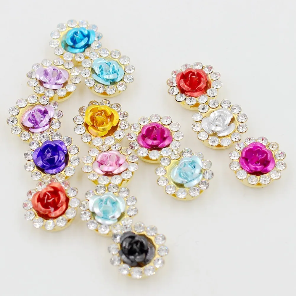 

30pcs/Lot Size11.8mm Sunflower Claw Drill 6 Holes Hand Seam Rose-shaped Glass Claw Drill DIY Jewelry Clothing Button Accessories