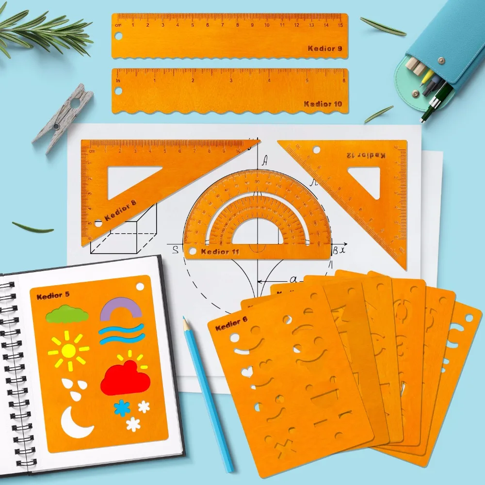 Трафареты Bullet Journal 12 шт. деревянный планировщик трафаретов и Math геометрических
