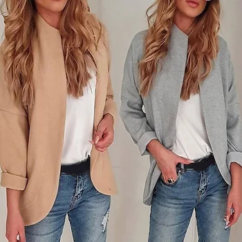 

Women Irregular Cardigan Stand Collar Long Sleeve Coat Home Office Party FS99