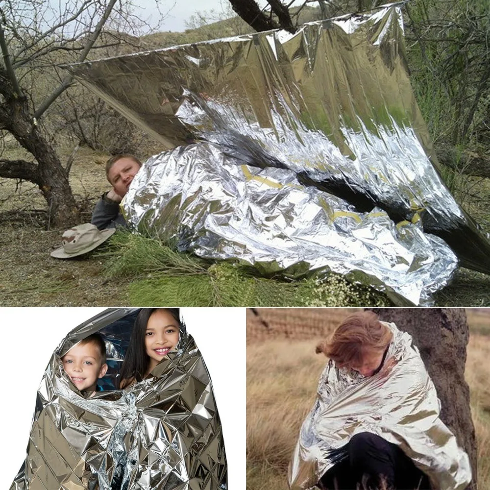 Outdoor Waterproof Emergency Survival Rescue Blanket Foil Thermal Space First Aid Sliver Rescue Curtain Military Blanket (5)