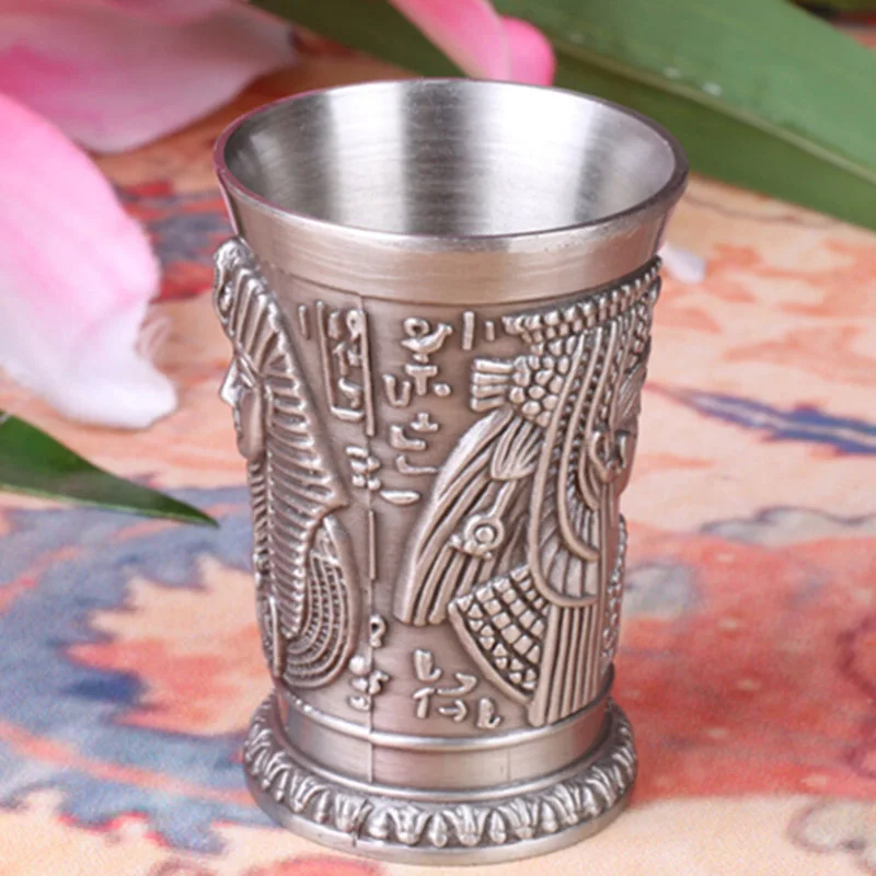 1 шт. древний Египетский миф Archaize медная чаша Shot glass es 3D Relief Cleopatra Rameses Rah серебристый ликер коктейльный винный стекло