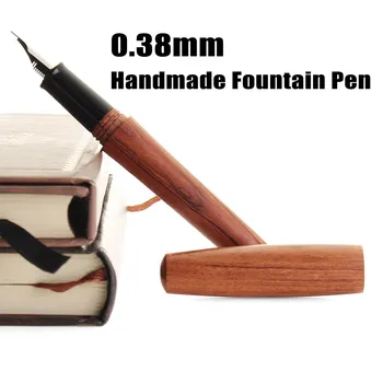 

Portable Handmade Redwood Fountain Pen Set Extra Fine Nib Fountain Pen 0.38mm Writing Gift for Bussiness School Office as Gift