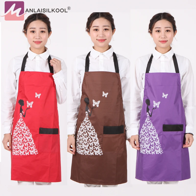 2018 New Solid color butterfly pattern bib aprons kitchenapron funny patterns Cooking apron for woman man tablier cuisine | Дом и сад