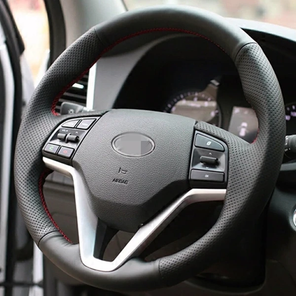 BANNIS ручной работы черный кожаный чехол рулевого колеса автомобиля для Hyundai Tucson 2015