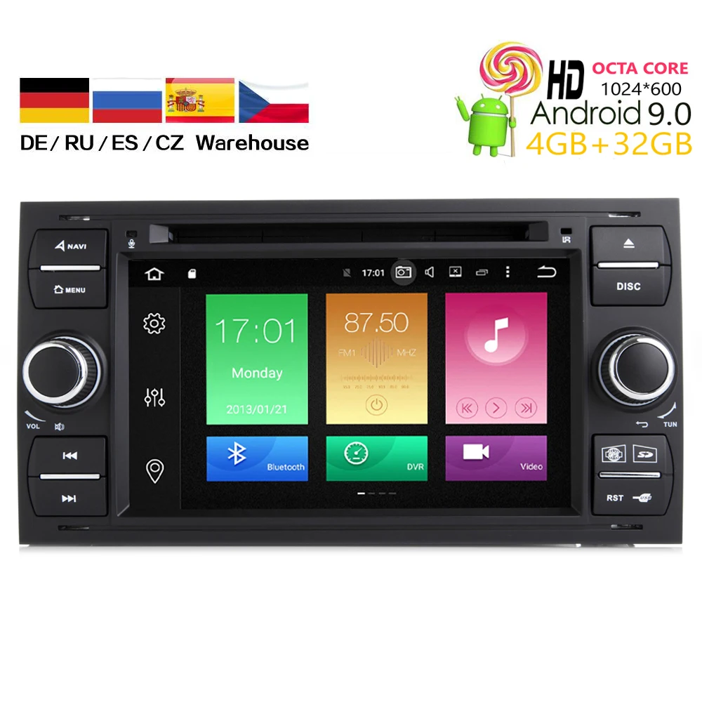 

HIRIOT Car Android 9.0 Multimedia DVD GPS Player For Ford Focus Kuga Transit C-Max S-MAX Mondeo Kuga Navigation Stereo Radio BT