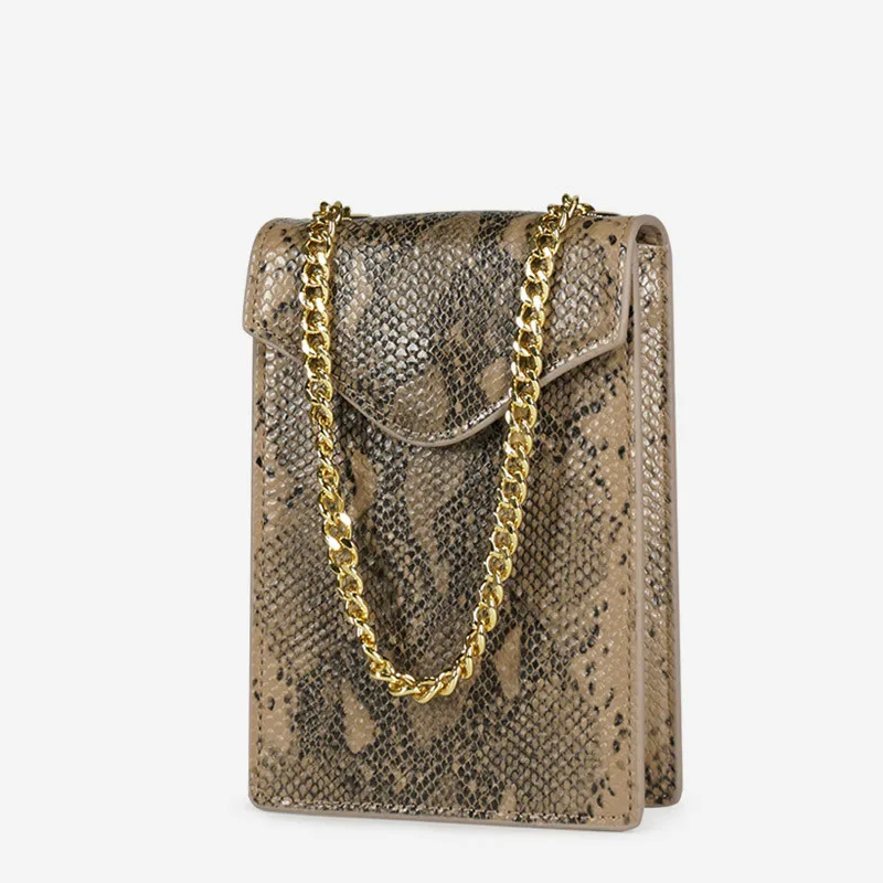 

New Personality Trend Chain Messenger Bag PU Female Bag Mini Mesh Serpentine Diagonal Mobile Phone Bag Women Bag