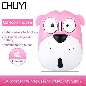 

Wireless Mouse Cute Rechargeable Optical Mice Cartoon Doggy Shape 1200dpi Computer Gaming Mause With Mouse Pad For PC Laptop Kid