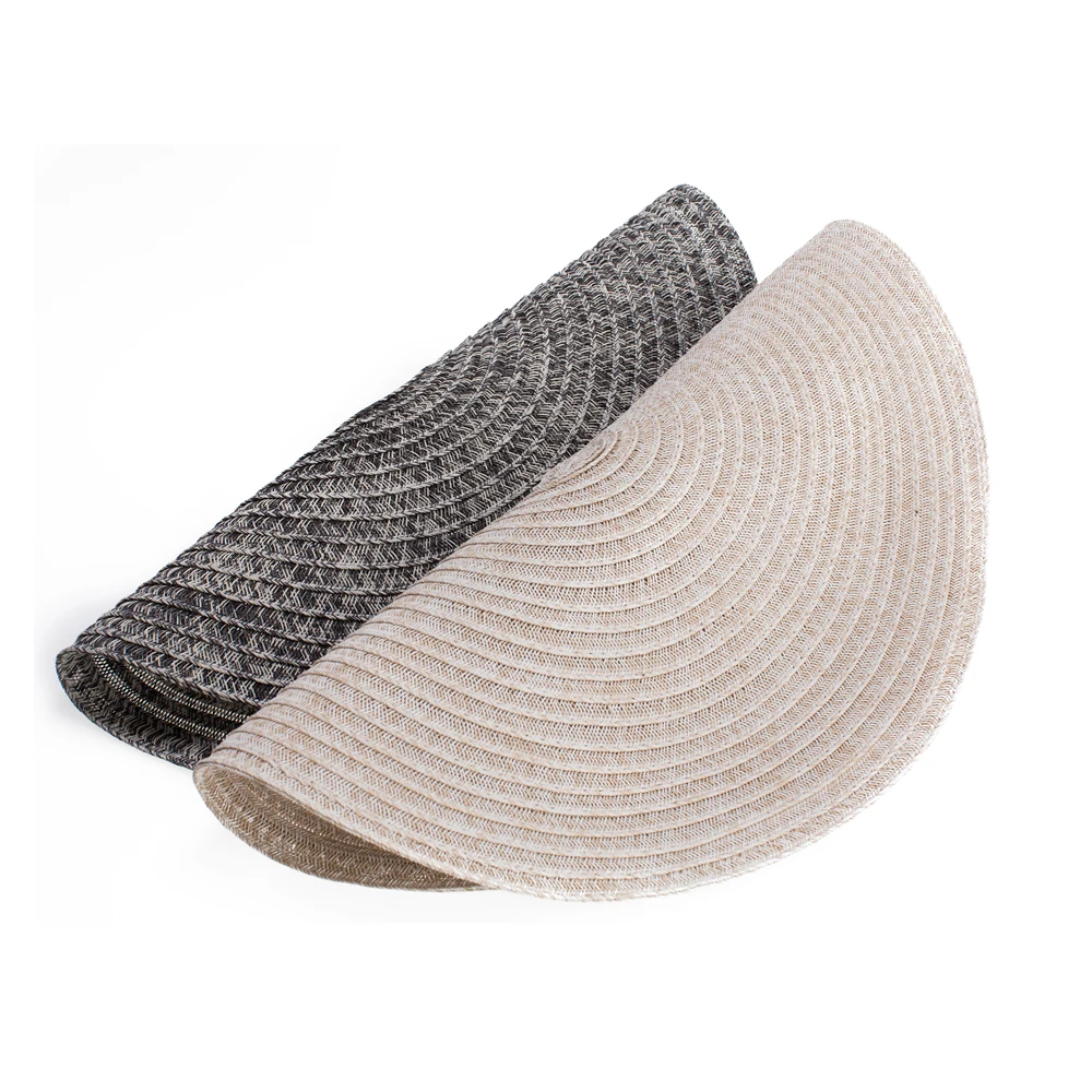 

Thickness 35/38cm Gray Beige Non-Slip Weave Disc Pads Bowl Pad Coaster Round Table Mat PVC Dining Placemat for Home kitchen