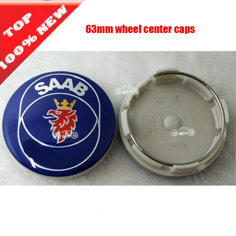 

4pcs/set 62mm / 63mm Car Wheel Emblem Cap Auto Wheel Hub Logo Cover black Carbon Fiber for saab 9-3 9-5 93 95 BJ SCS blue