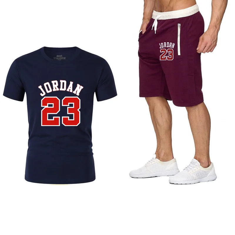 Комплект из двух предметов, мужская одежда jordan 23, футболка, шорты, летний короткий комплект, спортивный костюм, мужской спортивный костюм, спортивный костюм для бега, баскетбольная майка - Цвет: as photo