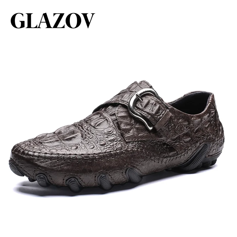 

Brand Men Loafers Spring and Autumn Men Casual Shoes Genuine Leather Driving Shoes Crocodile Texture Men's Flats Shoes Plus Size