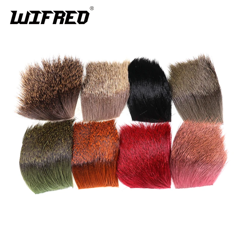 

Wifreo 5X5cm Fly Tying Deer Hair Patches Caddis Dry Fly Tying Material Natural and Died Orange Black Red Green