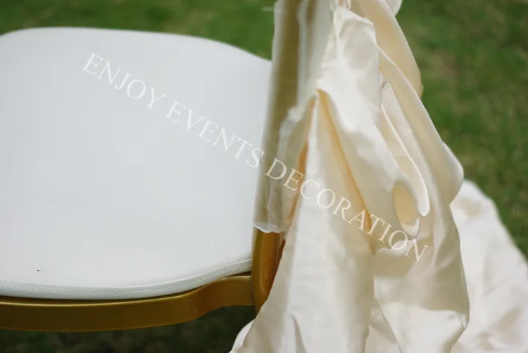 YHC#146-5 fancy elegant embroidery ruffled wedding bridal chair back cover polyester banquet wedding chiavari chair back covers
