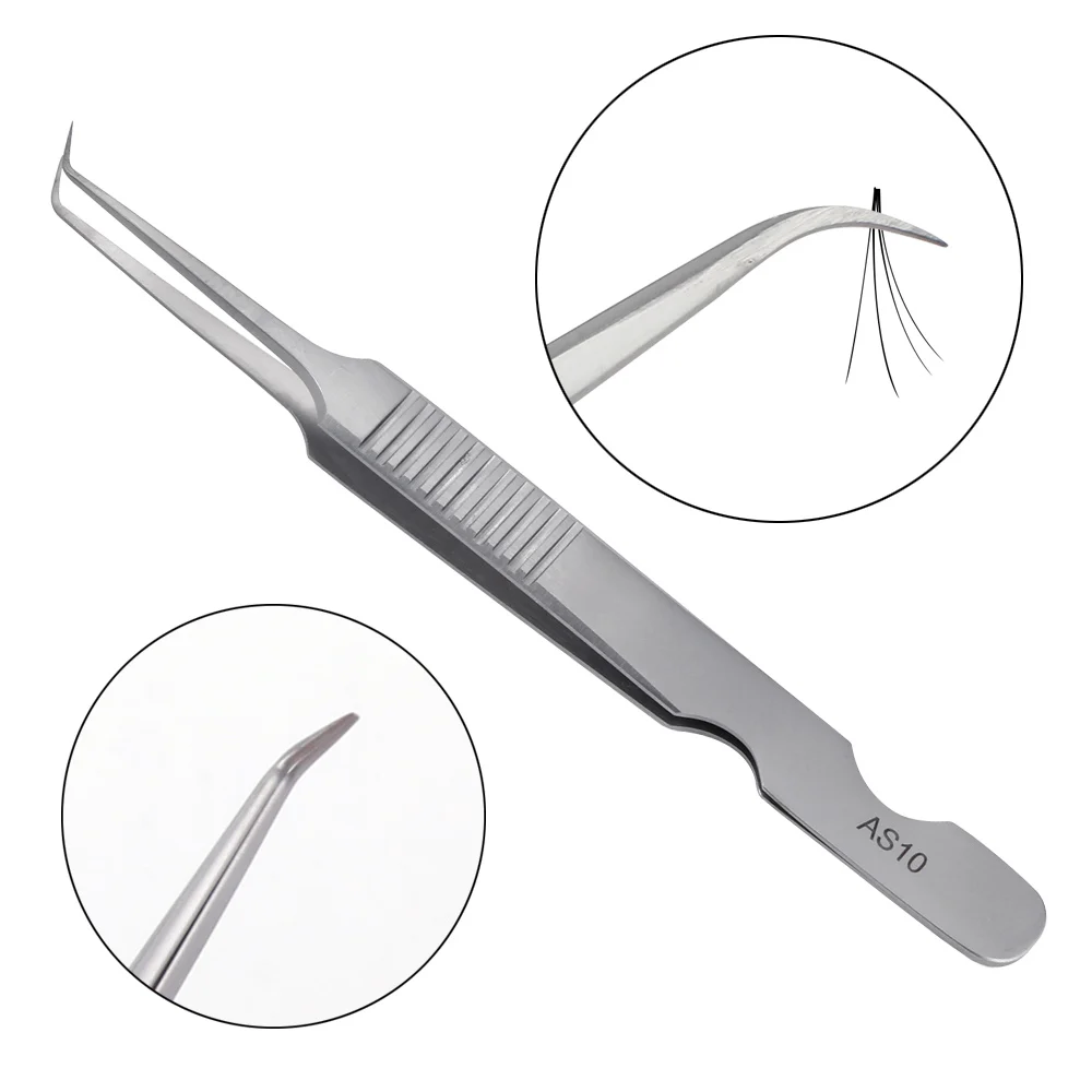 

AS10 Precision Tweezers for Volume Lashes 3D Mink Individual Eyelashes Eyelash Extensions Grafting Stainless Steel Point Tweezer