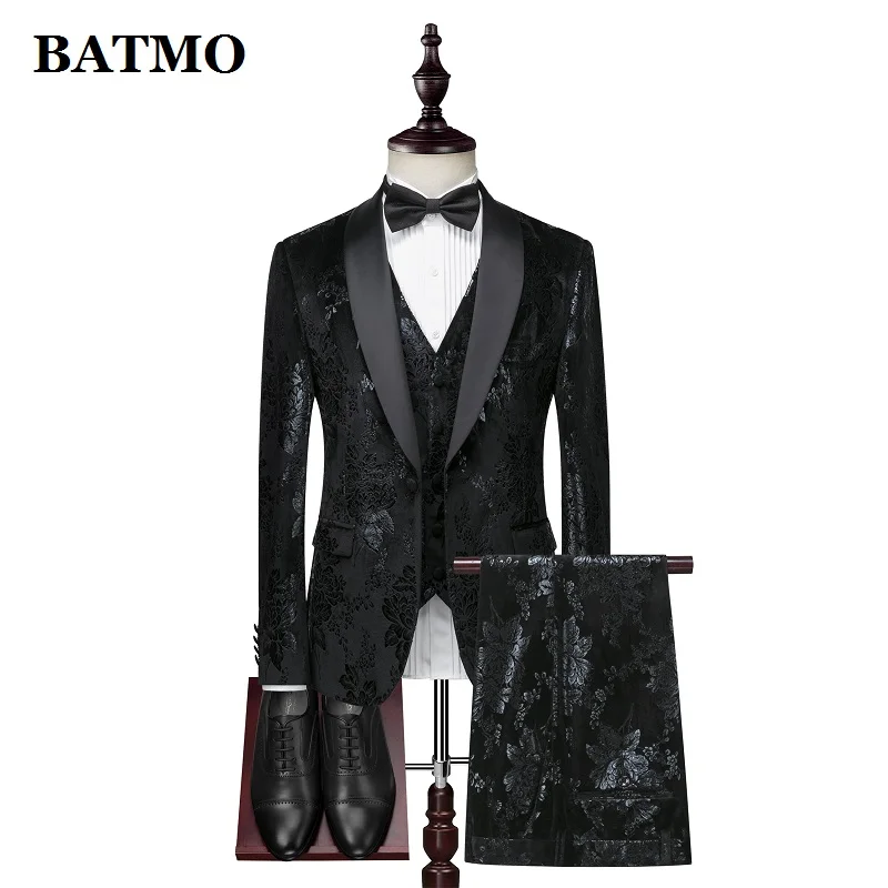 BATMO Новое поступление, высокое качество, модный принт, повседневные тонкие костюмы для мужчин, мужское свадебное платье, XZ303
