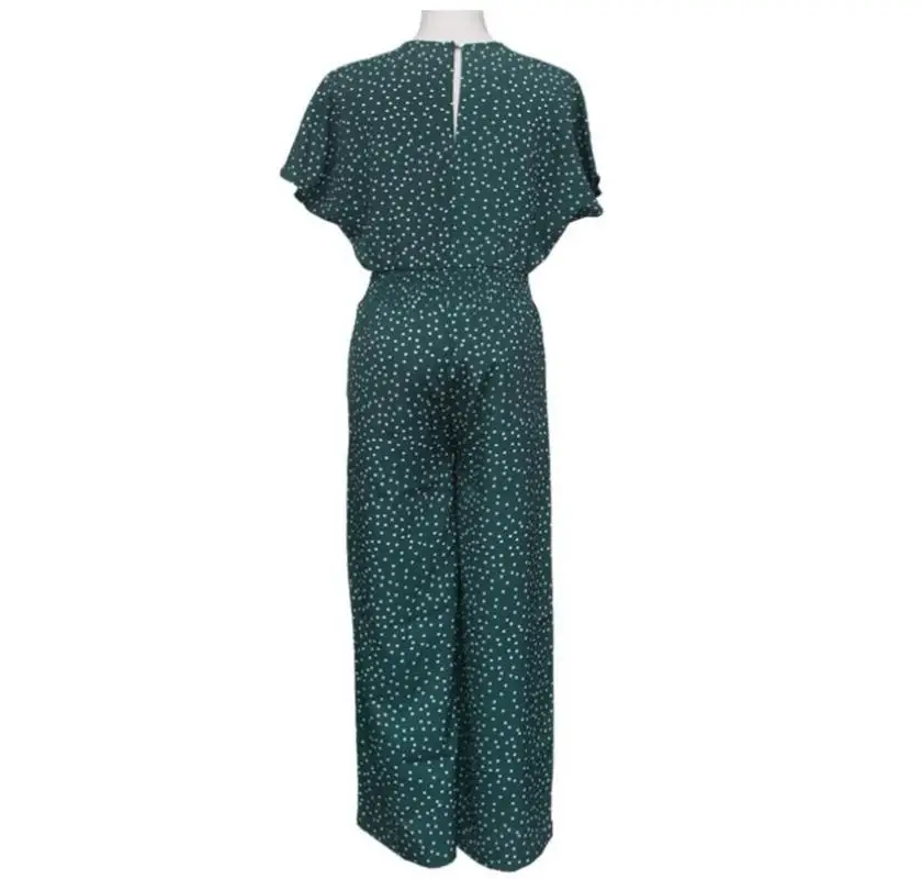 Female Boho Elastic Waist Casual Loose Nine-point Print Jumpsuit Womens Polka Dot Romper Ladies Summer Holiday Wide Leg Jumpsuit Female Boho Elastic Waist Casual Loose Nine-point Print Jumpsuit Womens Polka Dot Romper Ladies Summer Holiday Wide Leg Jumpsuit