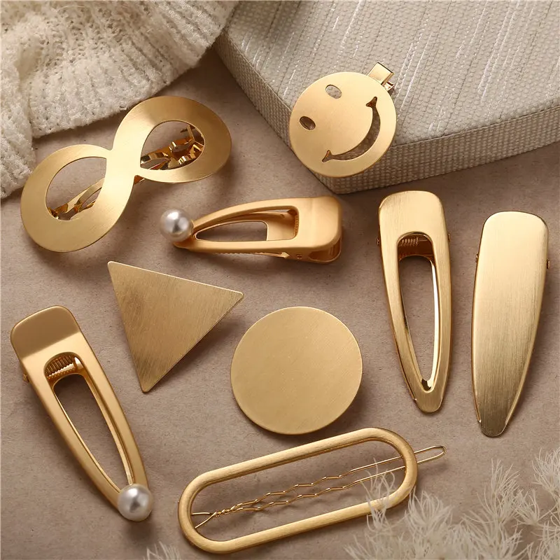 

Vintage Gold Silver Color Hair Clips Snap Women Hairpins Fashion Hairgrip Barrettes Hairdressing Tool Hair Accessories 2019 New