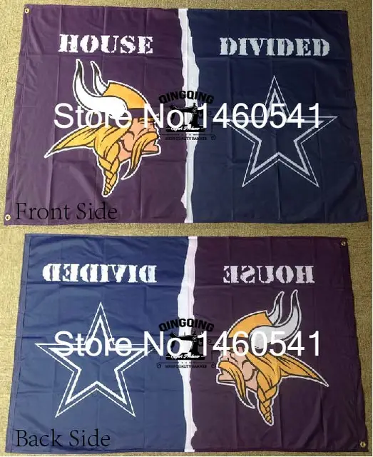 Minnesota Vikings Dallas Cowboys House Divided Flag 3ft X 5ft Minnesota Vikings Dallas Cowboys House Divided Flag 3ft X 5ft Polyester Ncaa Banner Flying Size No