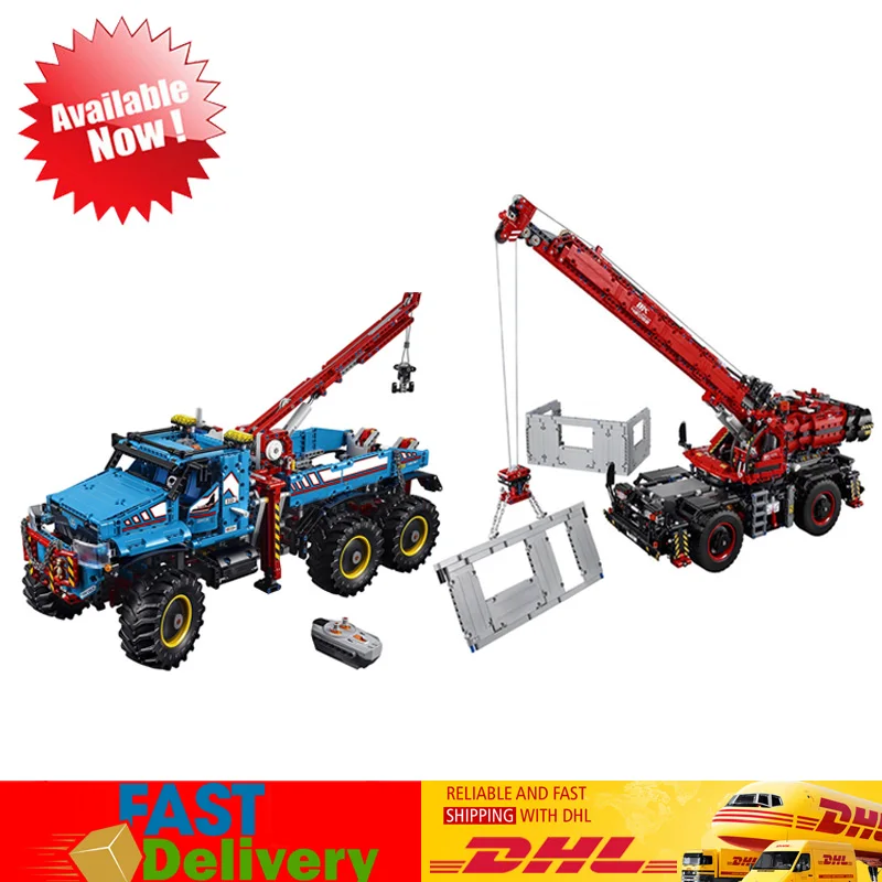 Lepin 20056 Technic 6x6 All Terrain Tow Truck 20085 The Rough Terrain Crane Blocks Model Toys Compatible LegoINGlys 42082 42070