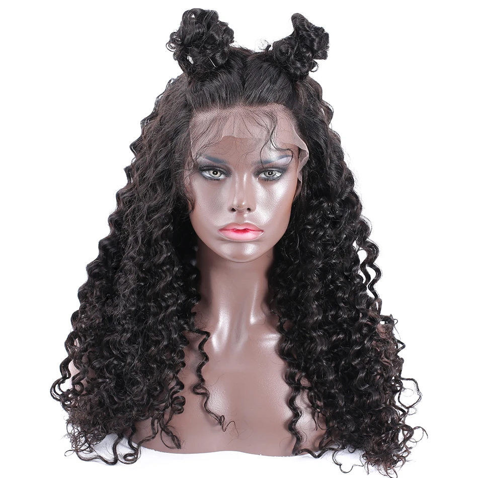 Luvin глубокая волна 360 Синтетические волосы на кружеве al парик с ребенком волос бразильский вьющиеся волосы 13x6 Синтетические волосы на кружеве человеческих волос парики для черные женские туфли
