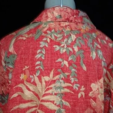 Coldwater Creek jacket womens size L large red floral blazer 100% cotton floral (3)