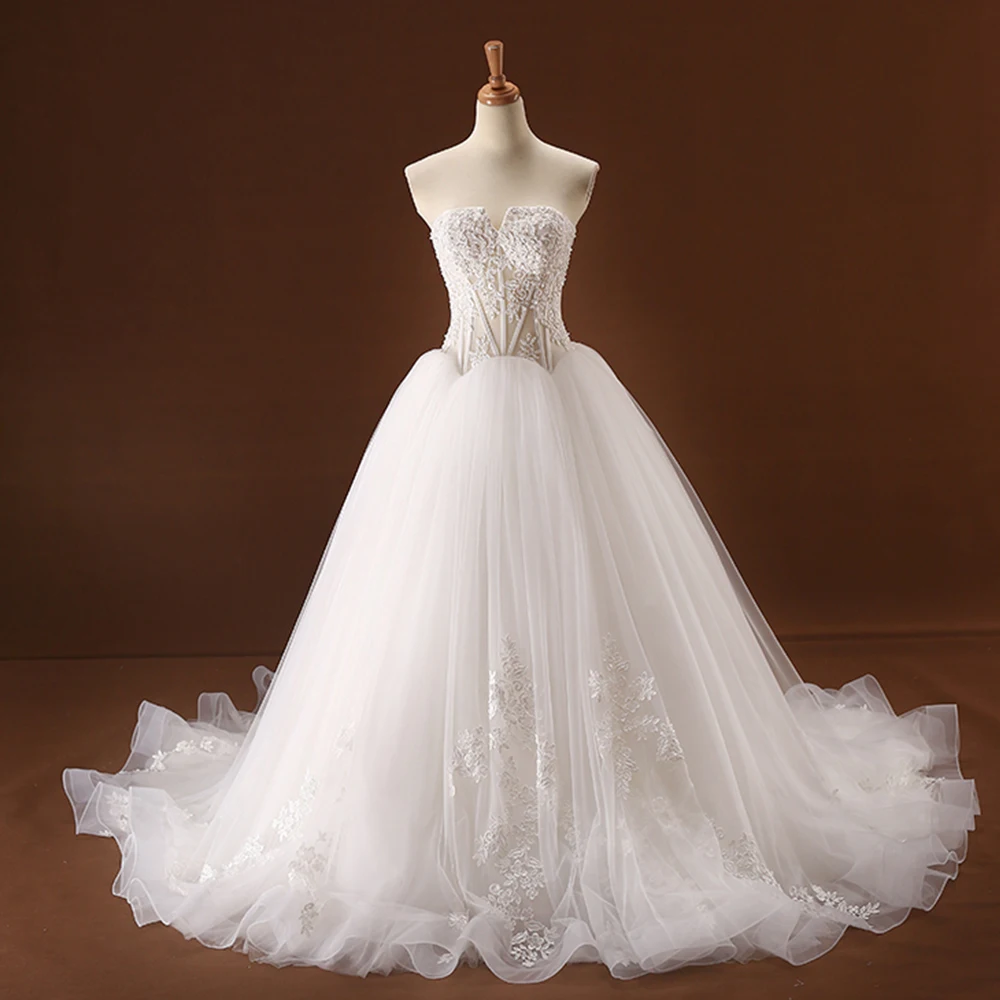 

Off Shoulder A-line Wedding Dress Plus Size Strapless Vestido de Novia Lace Up Back Simple Robe de Mariee Bridal Gowns