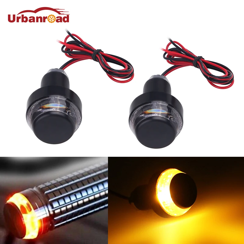 

LED Handlebar Motorcycle Turn Signal Light Amber Indicator Flasher Bar End Blinker Universal LED For 22mm Handlebar Motorcycle