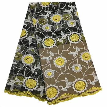 

New Design African Embroidery Lace Fabric With Gold Line Chantilly Lace 2019 Fashion African Lace Fabric High Quality For DRESS
