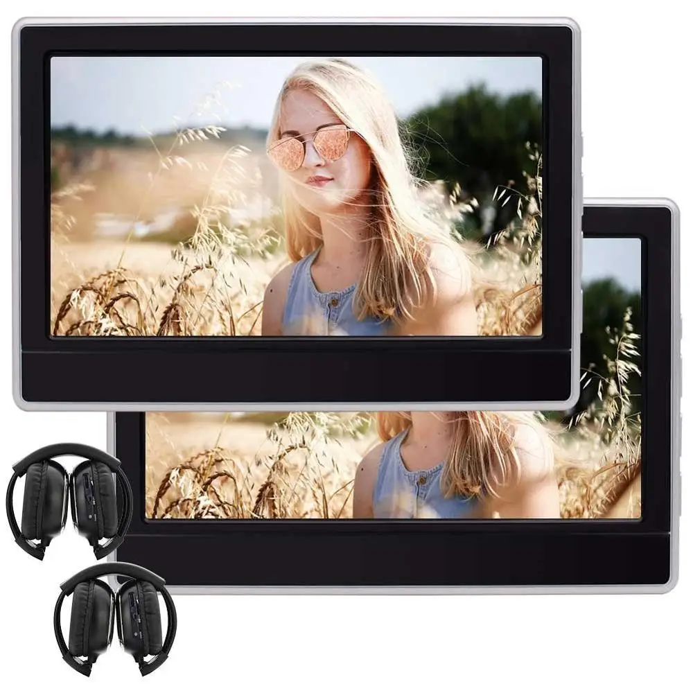 

Twin Portable DVDs Player 11.6' Headrest Car DVD Player Speaker HDMI USB SD FM IR AV In/Output , Remote Control+2 PCS Headphones