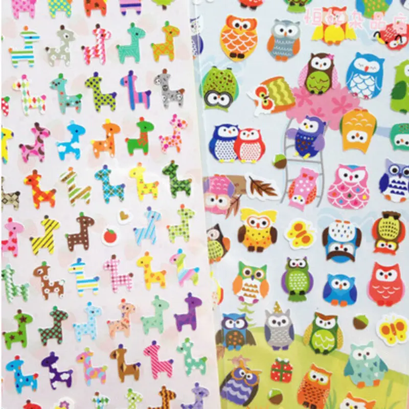 

1 Sheet Owl Giraffe Print Toy sticker Cute Drawing Market Diary Transparent Scrapbooking Calendar Album Decor Sticker