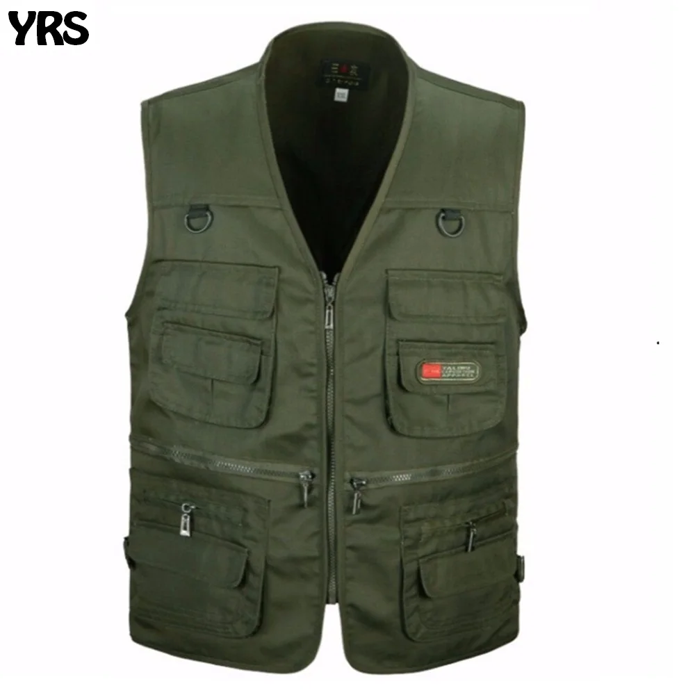 Men Vest Army Green waistcoat Multi pocket travel or work wear Durable