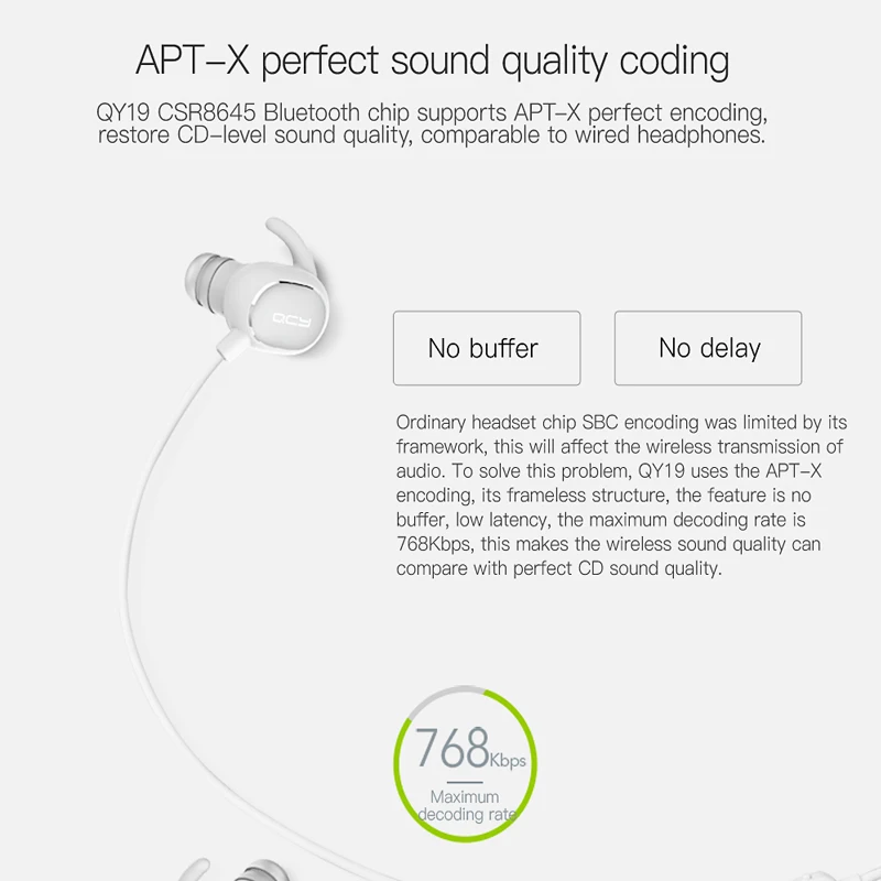 2017 QCY QY19 Беспроводные спортивные наушники IPX4 Bluetooth Влагозащищенные для бега