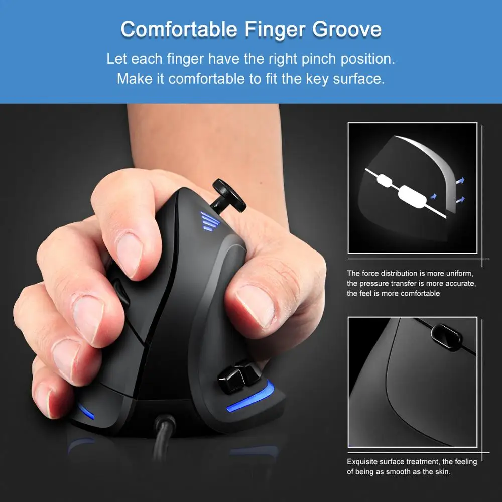 Дешево Lefon Вертикальная игровая мышь Проводная RGB эргономичная USB джойстик программируемые лазерные Игровые мыши 10000 dpi 2019 обновленная для геймера