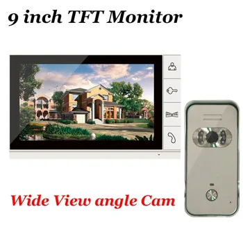

Home Security 9 inch TFT Monitor Video Door phone Intercom System With Night Vision Outdoor 700TVL Wide Angle Camera IN STOCK