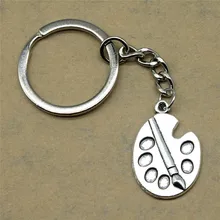 1 шт. брелок Мужская кисть и палитра Винтажные Ювелирные аксессуары Забавный подарок 28x19 мм кулон античное серебро